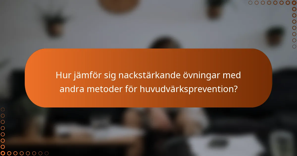 Hur jämför sig nackstärkande övningar med andra metoder för huvudvärksprevention?